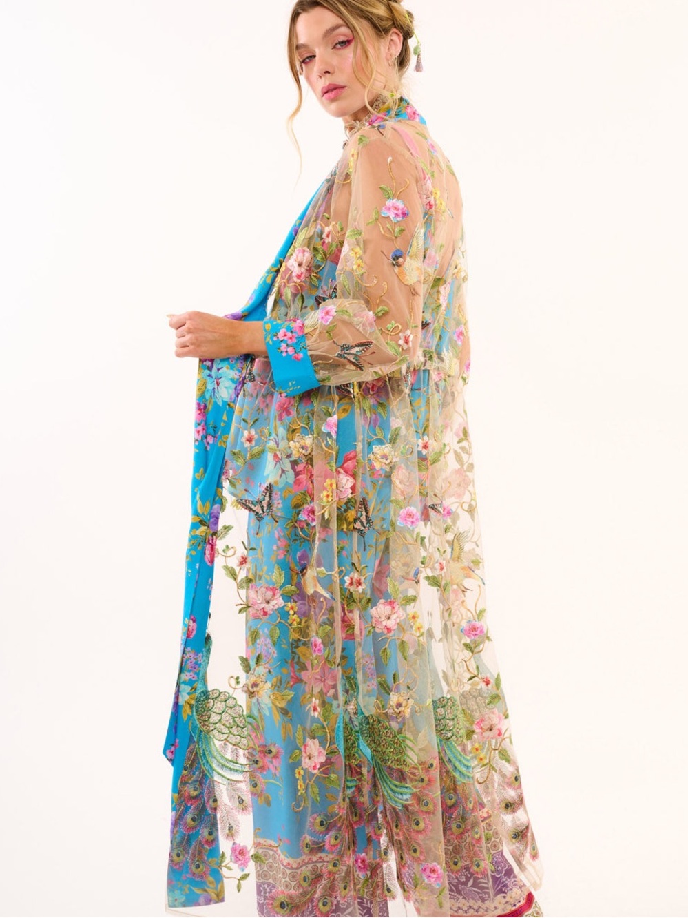 Aratta Garden of Eden Embroidered Mesh Kimono, NWT, $269 MSRP - Picture 13 of 15